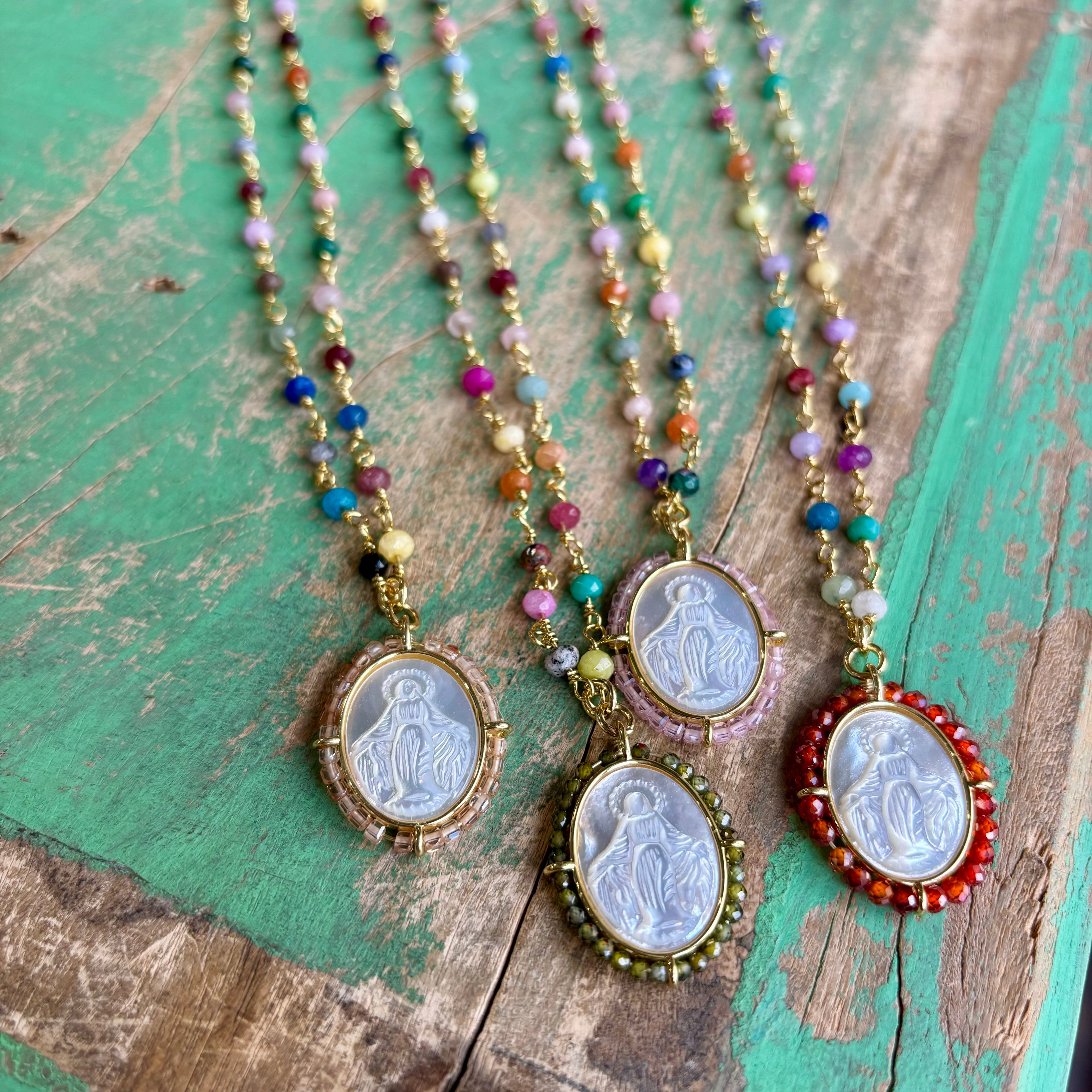 Colorful Mother of Pearl Beaded Necklace