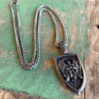 Stainless Steel St Michael Shield Chain Necklace