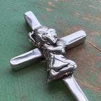 Pewter Kneeling Child Smooth Cross