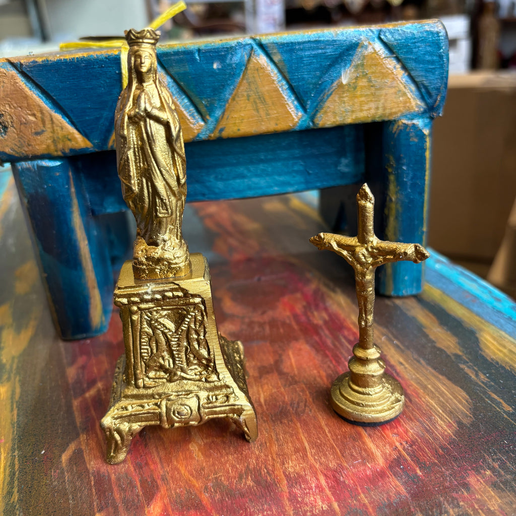 Small Gold Mary on Pedestal
