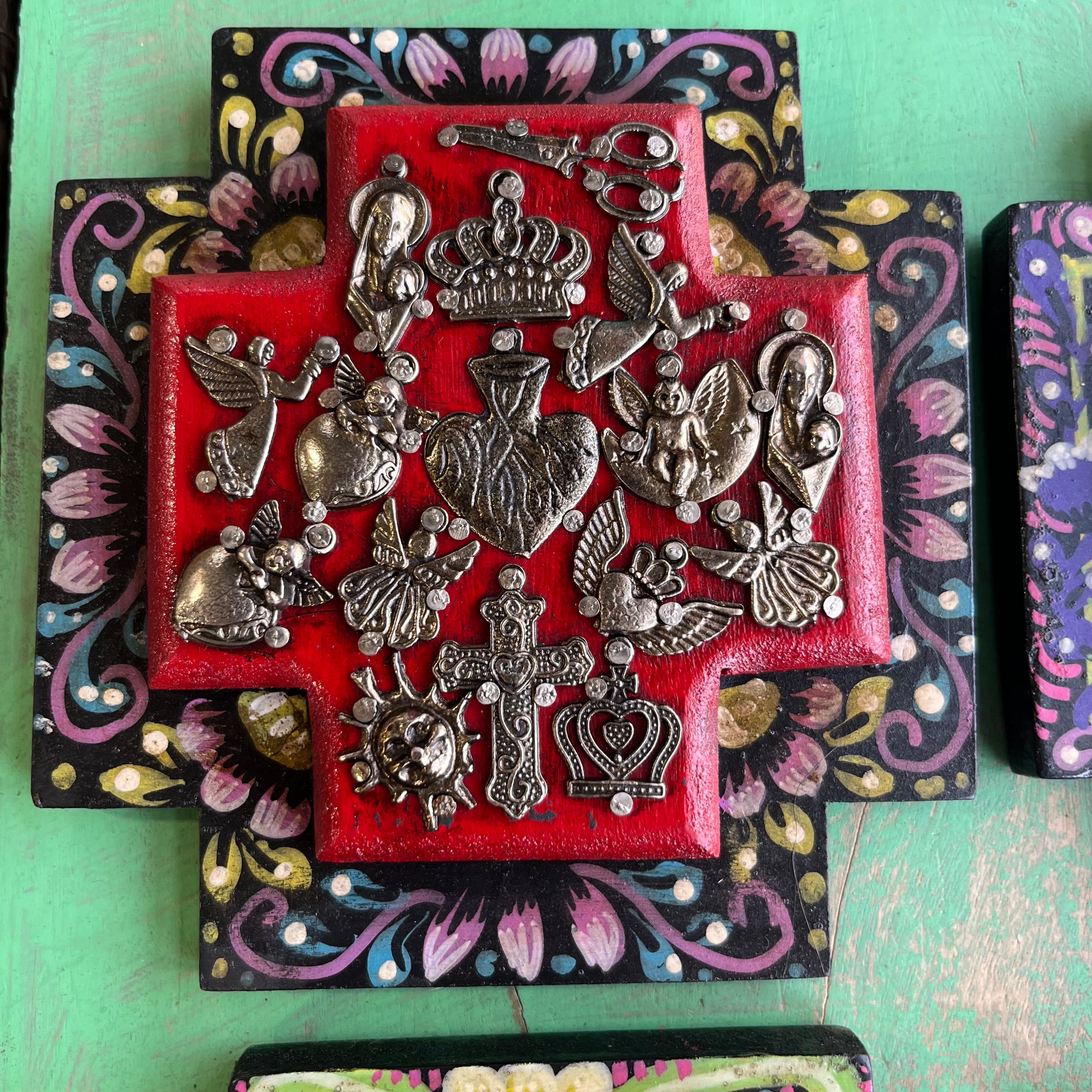 Floral Border Milagros Cross