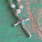 Sterling Silver Freshwater Pearl Confirmation Cross Necklace