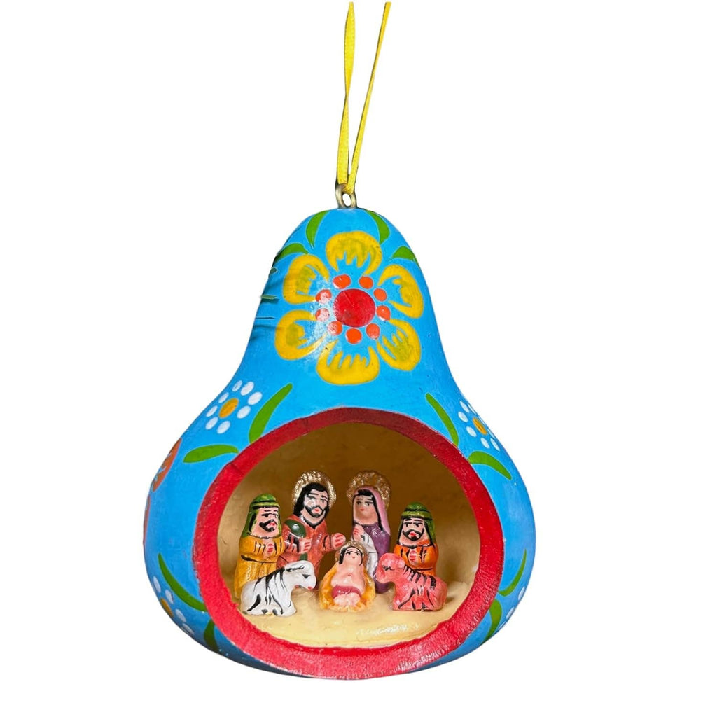 Gourd Christmas Multicolor Tree ornament with Nativity Scene