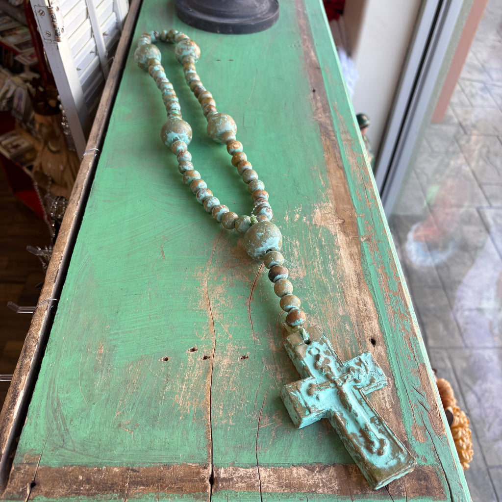 Green Turquoise Big Clay Rosary