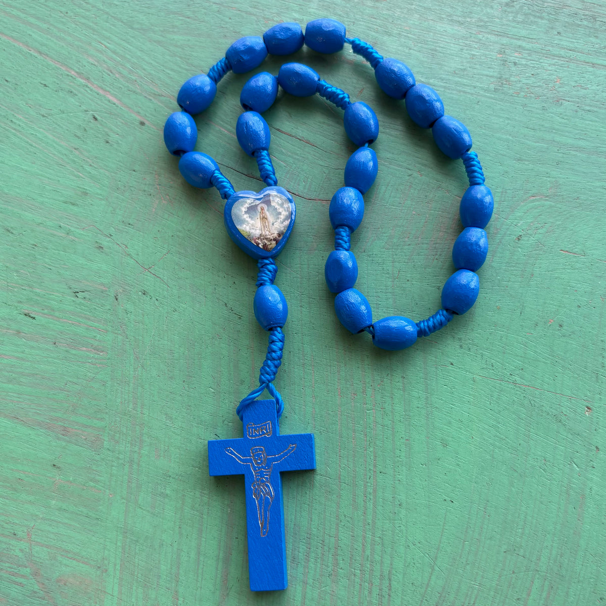 Our Lady of Fatima Peace Chaplet – 21 Wood Beads – Pink or Blue