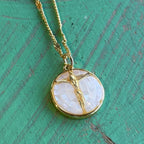 White Mosaic Crucifix Necklace or Earrings