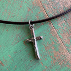 Leather Cord Stainless Steel Medals Necklace