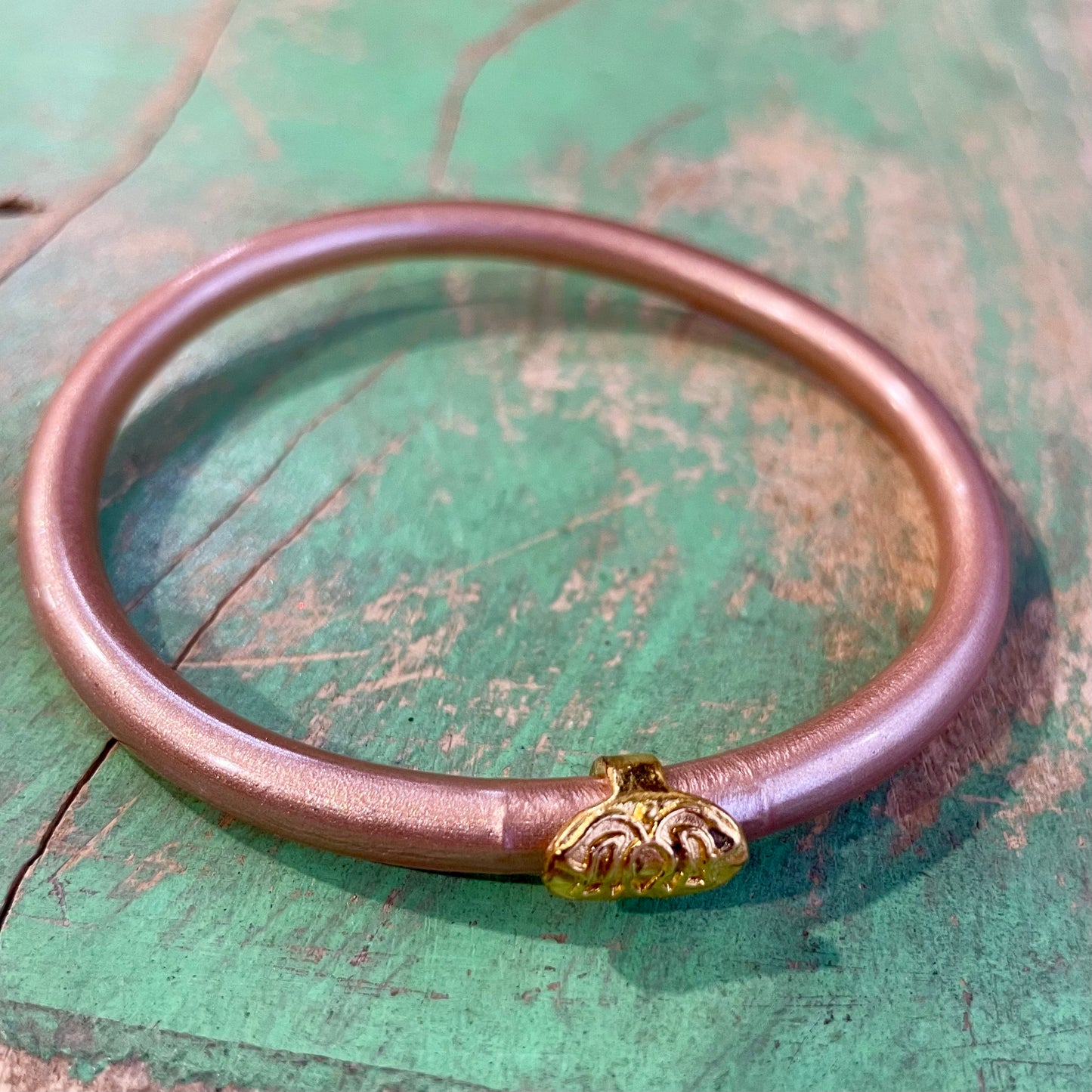 Small Solid Bangle with Gold Accent