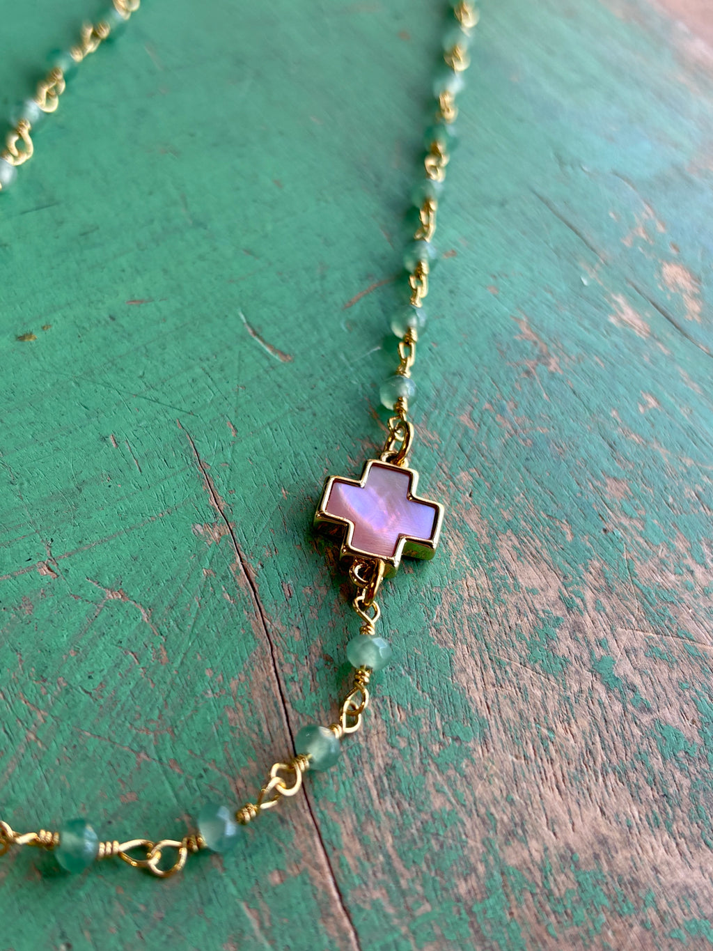 Shell Cross Natural Stone Necklace or Earrings