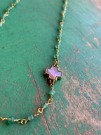 Shell Cross Natural Stone Necklace or Earrings