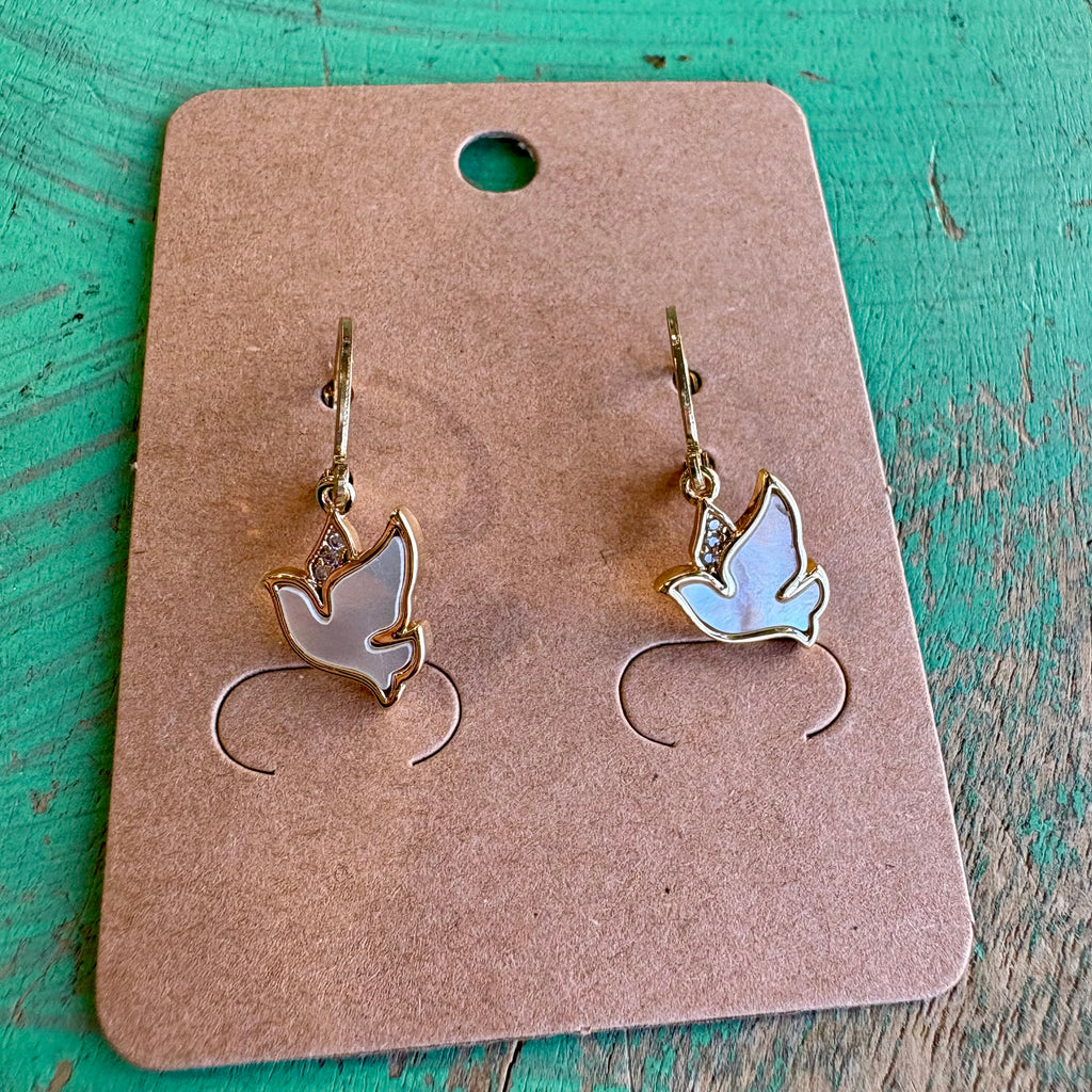 Figaro Chain with Mother of Pearl Holy Spirit Necklace or Earrings