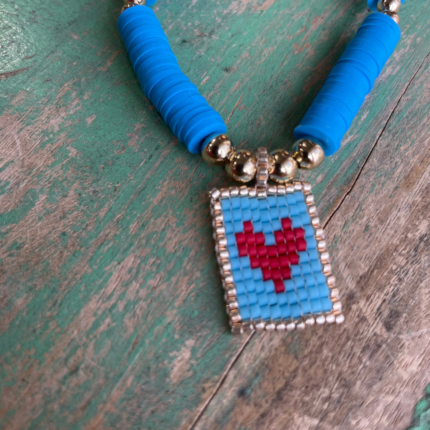 Sacred Heart Seed Bead Clay Bracelet