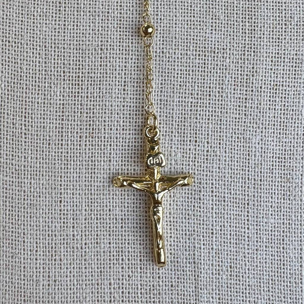 Our Lady of Guadalupe CZ Heart Rosary Necklace – 14K Gold Plated
