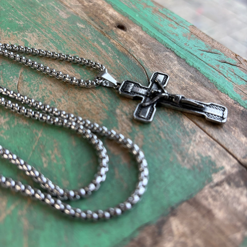 Oxidized Stainless Steel Crucifix