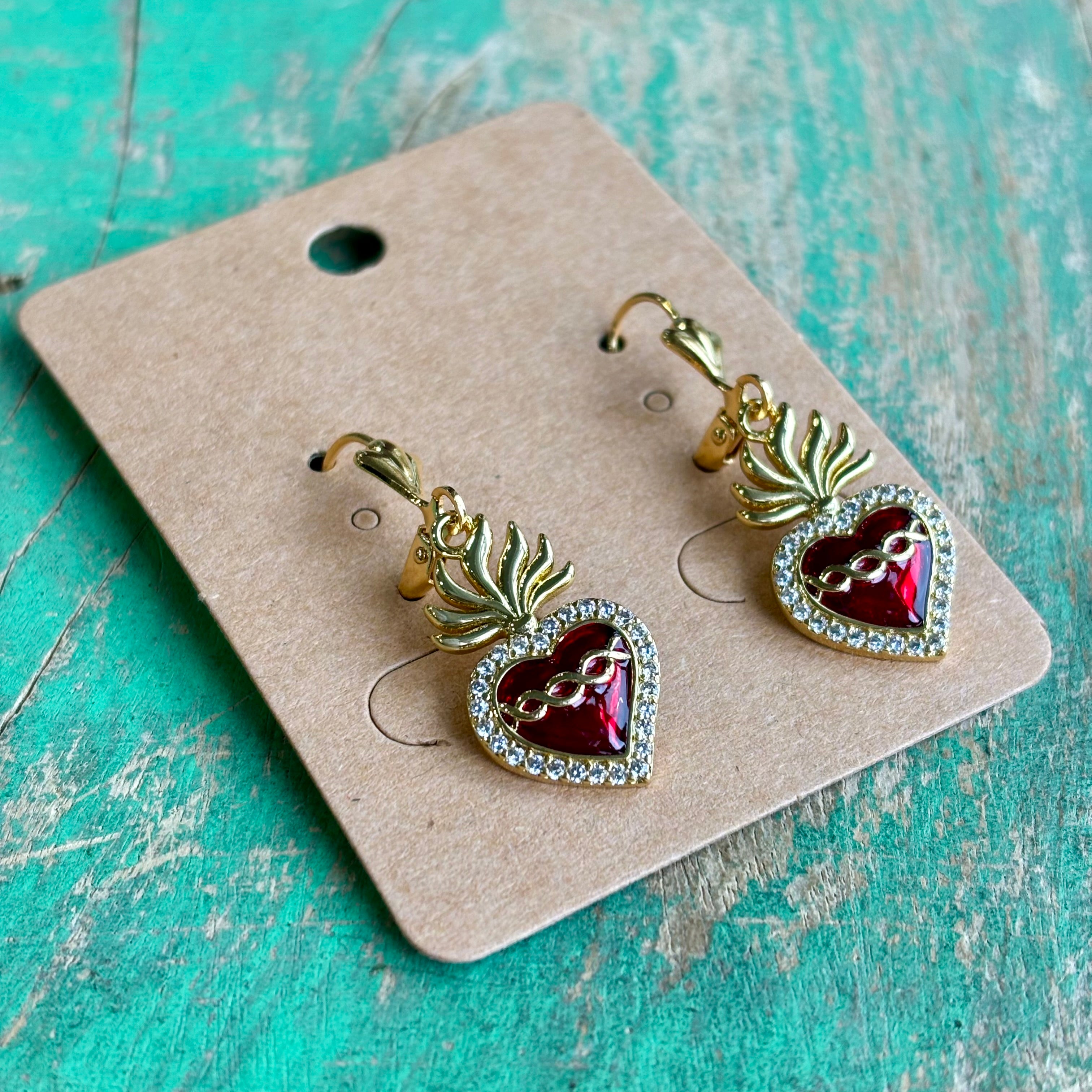 Red Sacred Heart Mini Paperclip Necklace