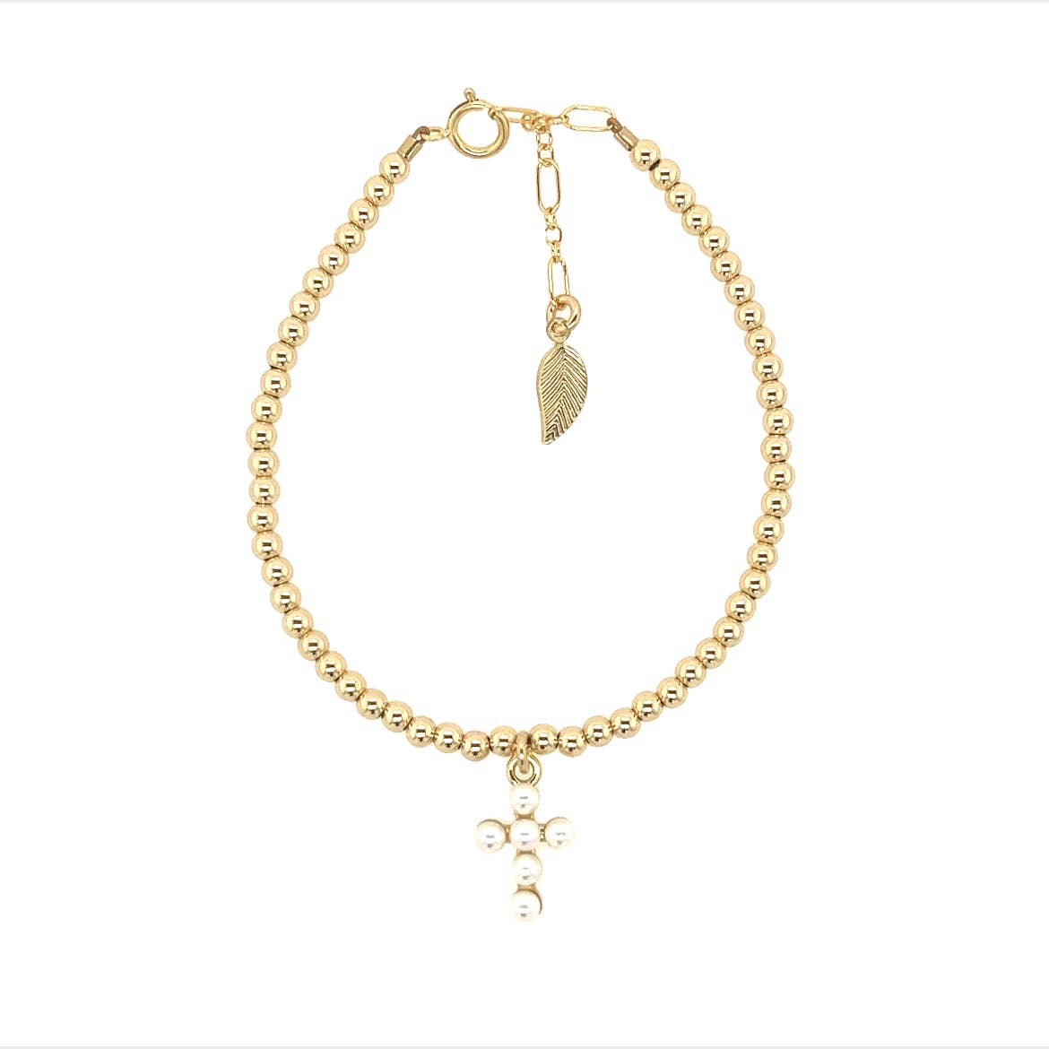 RACHEL | Pearl Charm and Gold Filled Ball Beads Bracelet