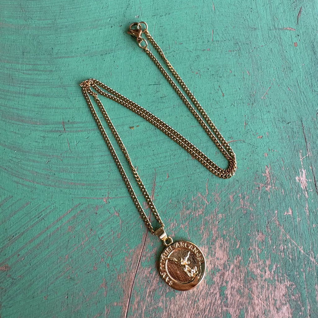 St Michael The Archangel Gold Pendant Necklace