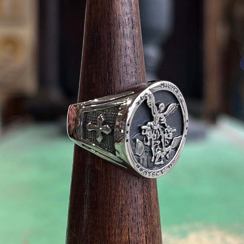 St Michael Stainless Steel Ring