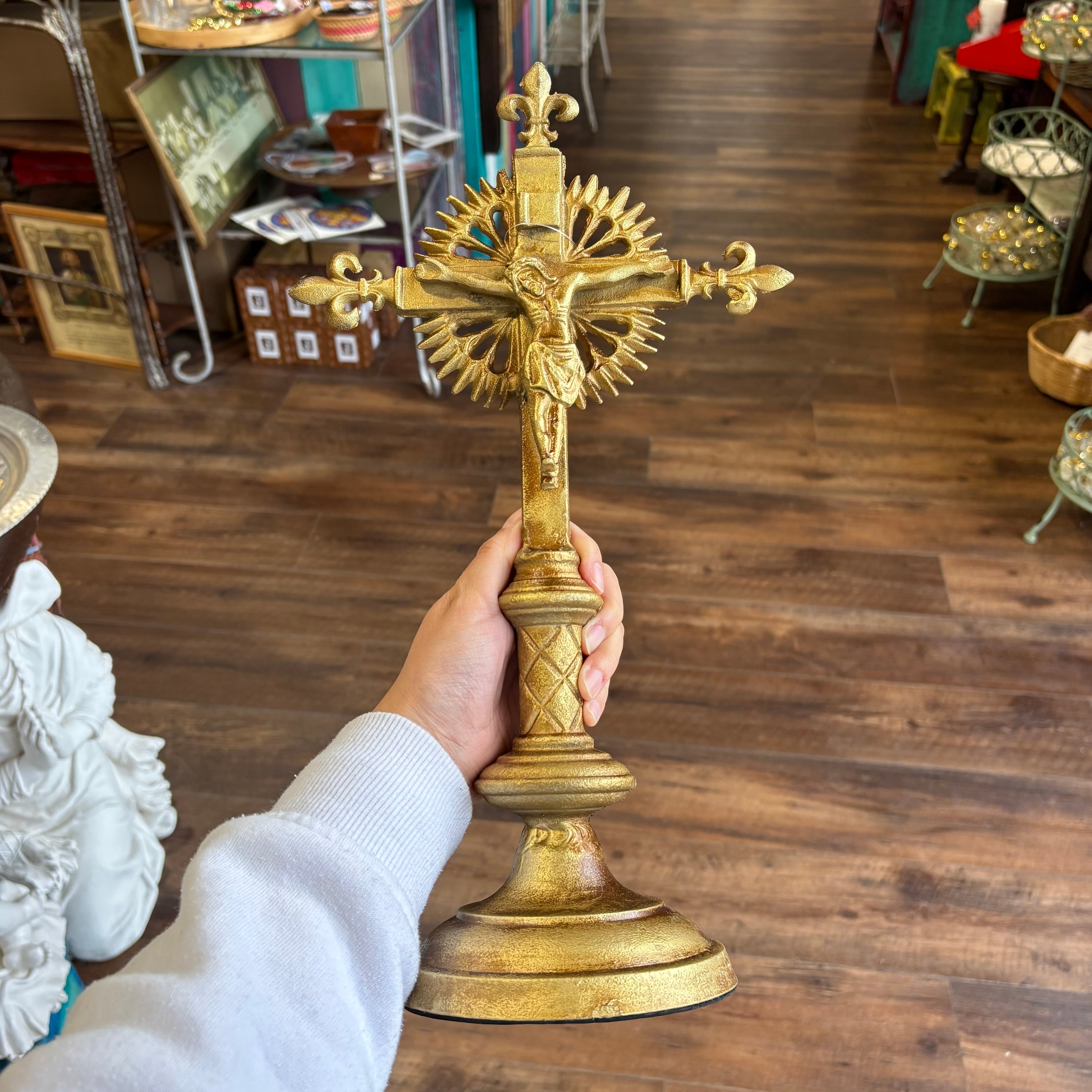 Large Standing Gold Crucifix