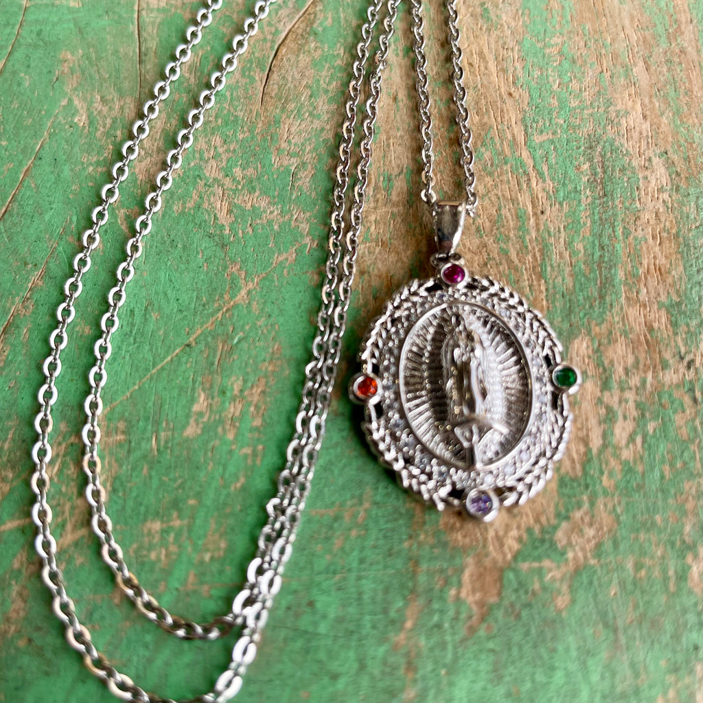 Jeweled OLG Pendant Necklace and Earrings