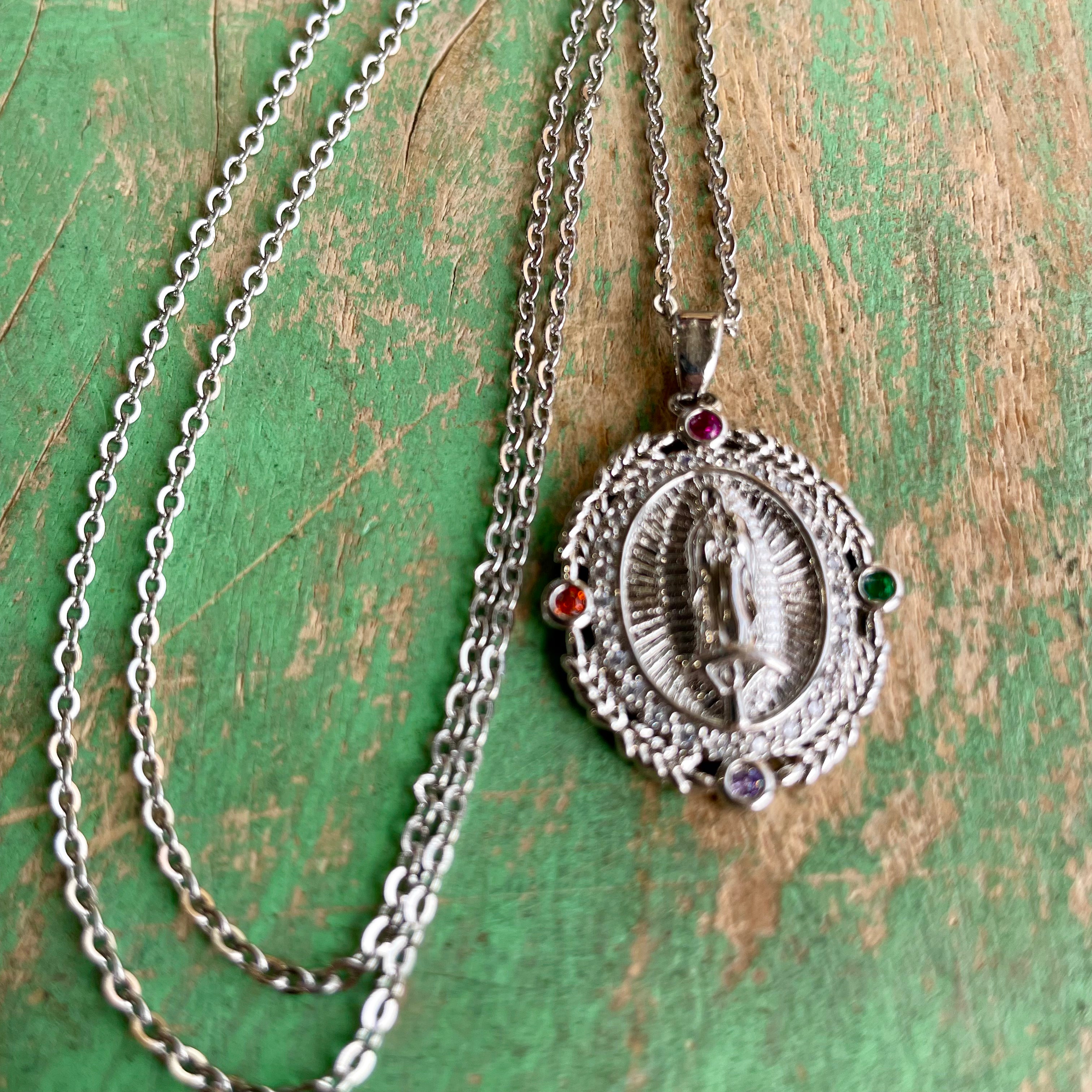 Jeweled OLG Pendant Necklace and Earrings