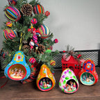 Gourd Christmas Multicolor Tree ornament with Nativity Scene