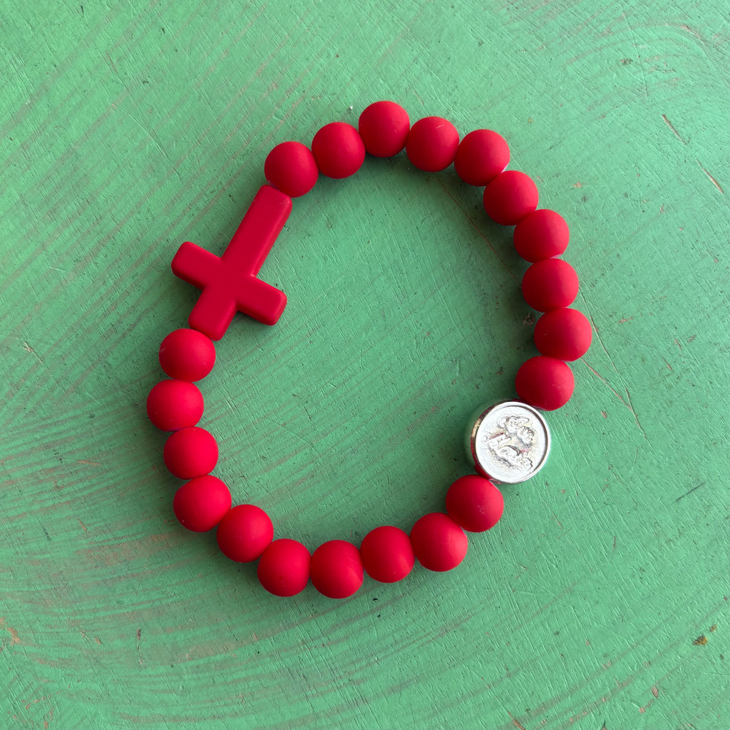 Ave Maria Silicone Rosary Bracelet - Colorful Catholic Decade Bracelet