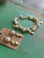 Freshwater Pearl Sacred Heart Charm Bracelet or Earrings