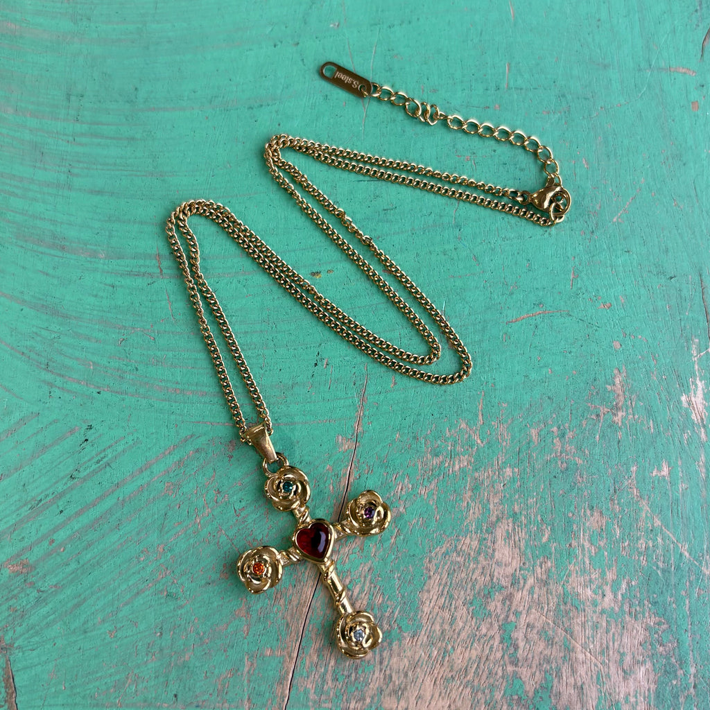 Rose Bloom Red Heart Cross Collection