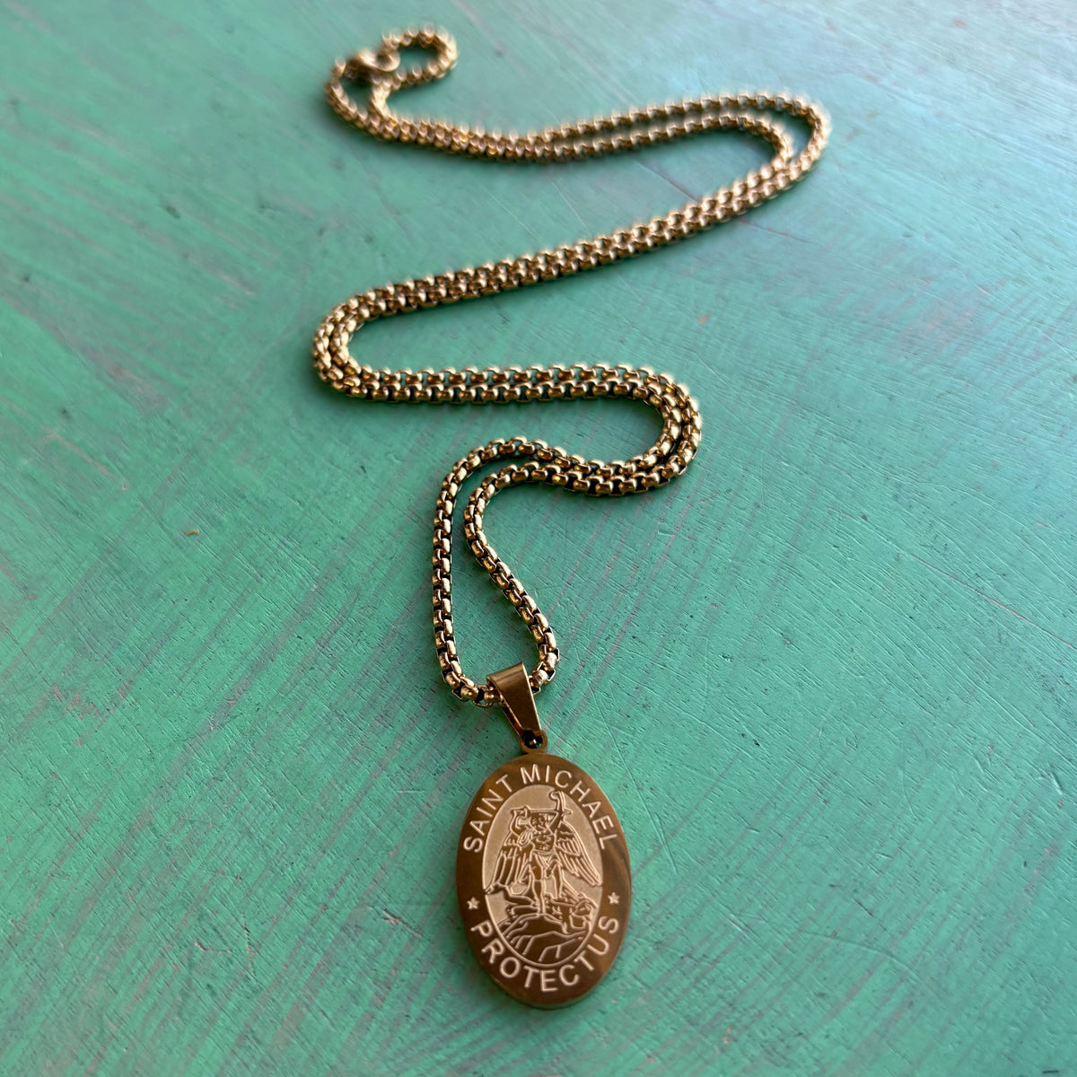 St. Michael “Protect Us” Stainless Steel Necklace – 23”
