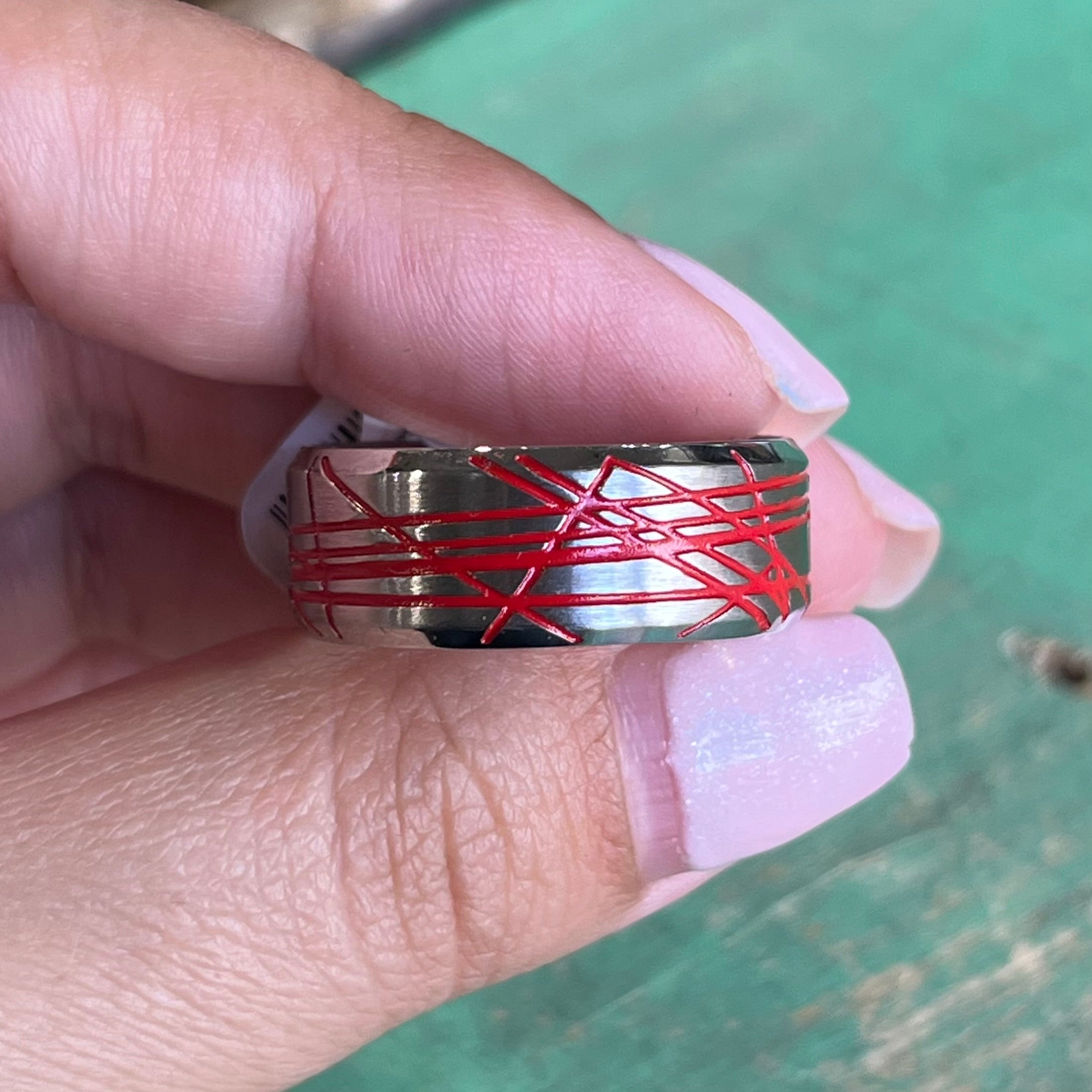 Stainless Steel 40 Stripes Ring