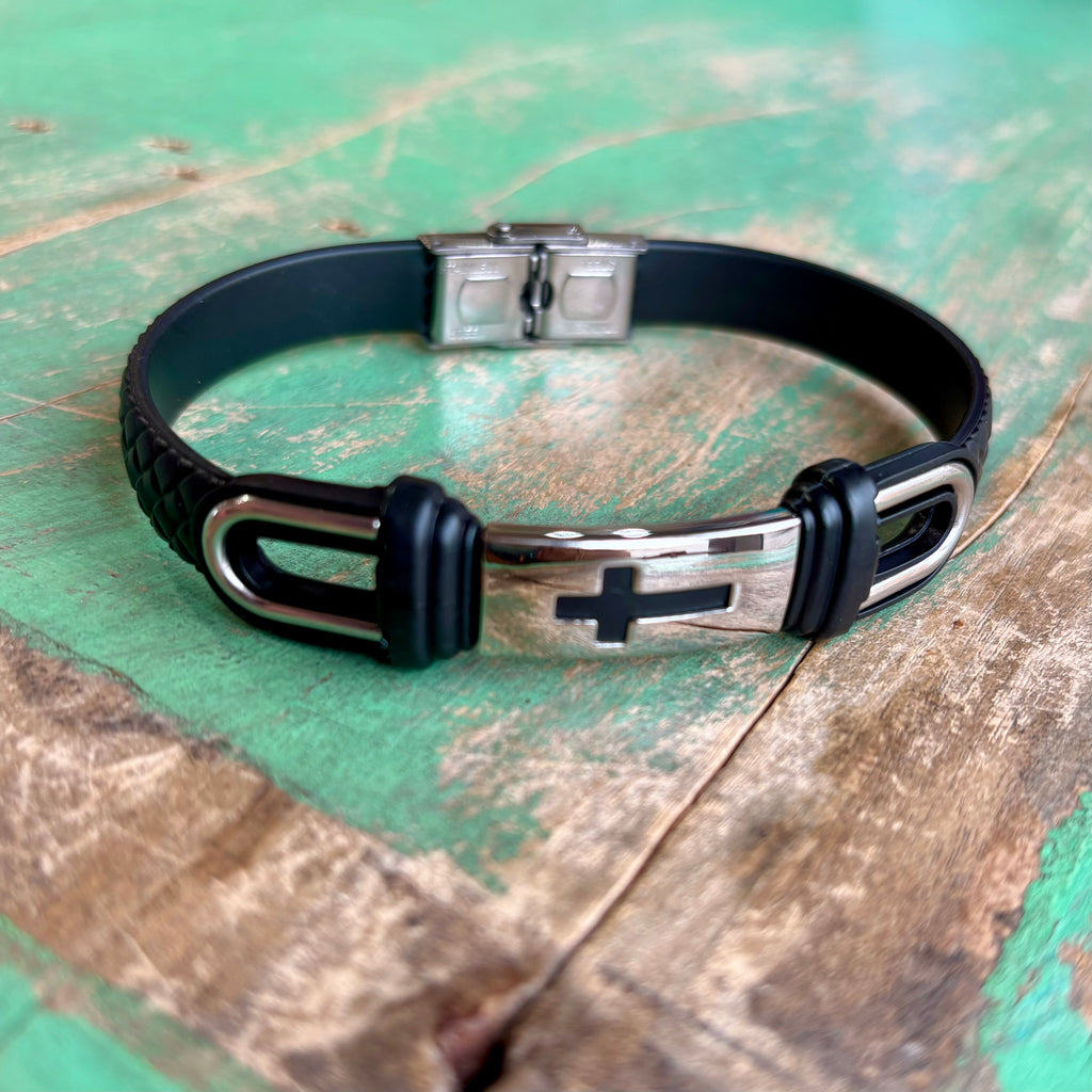 Men’s Silicone and Stainless Steel Bracelet