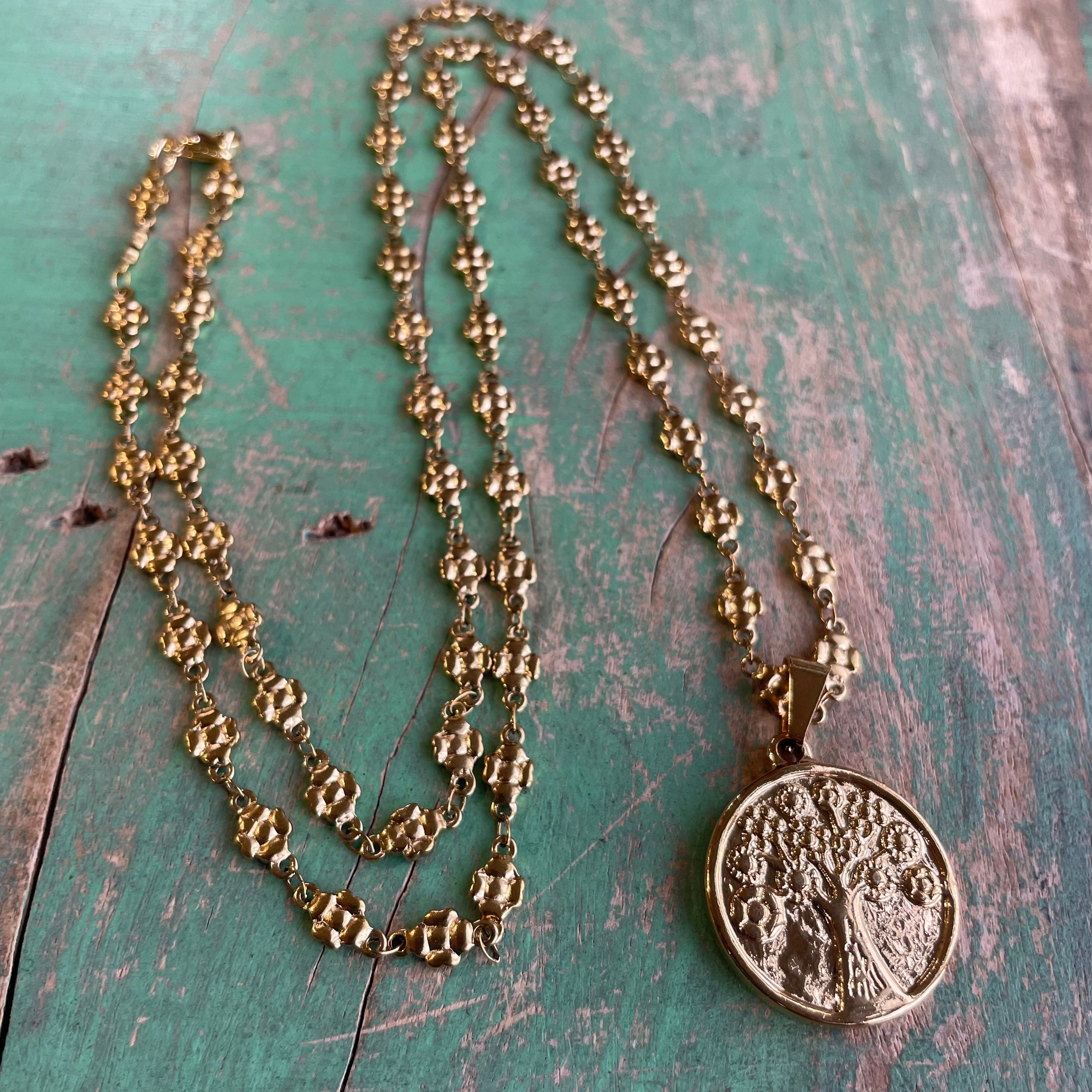 Family Tree Gold Flowers Necklace