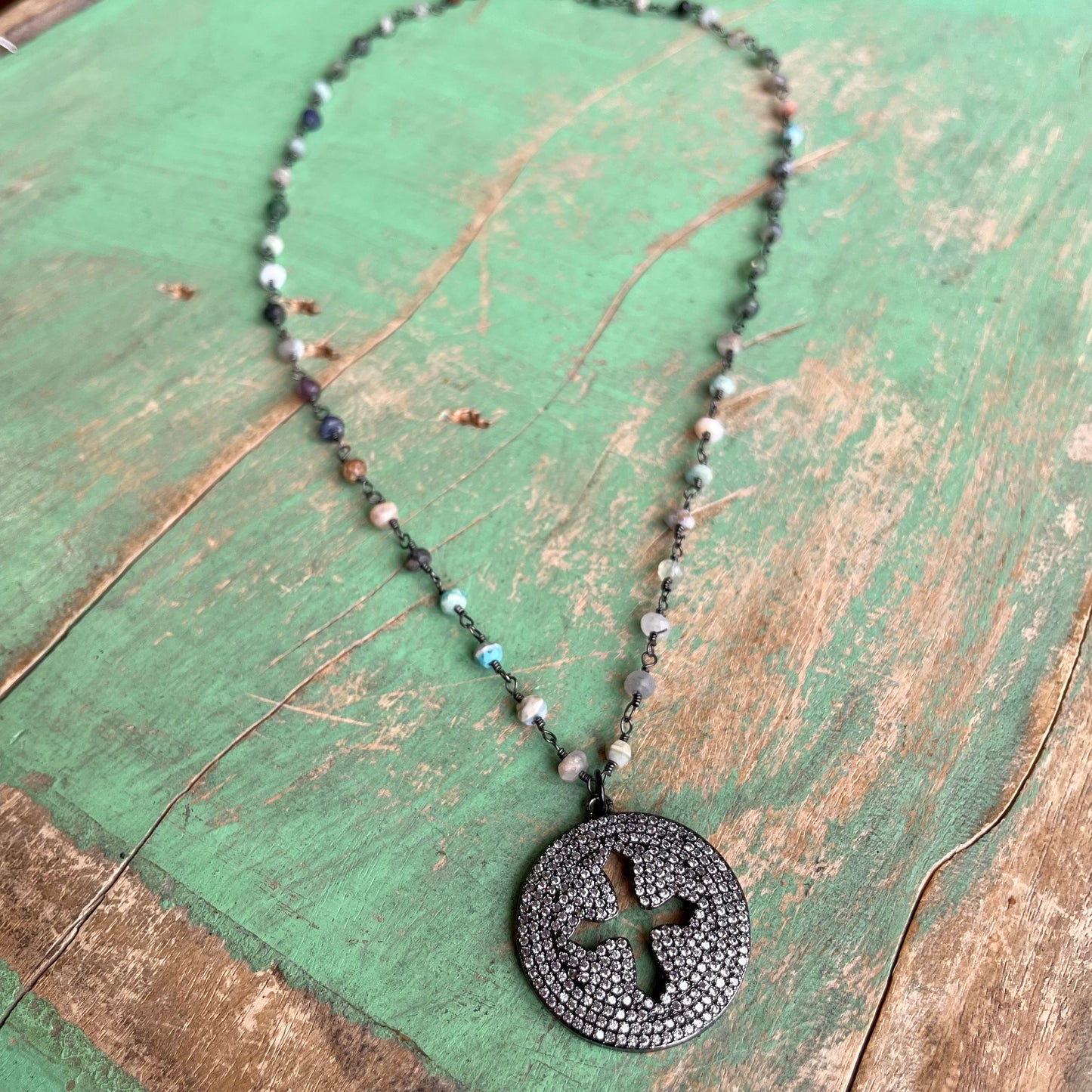 Gunmetal Sparkle Cross Necklace