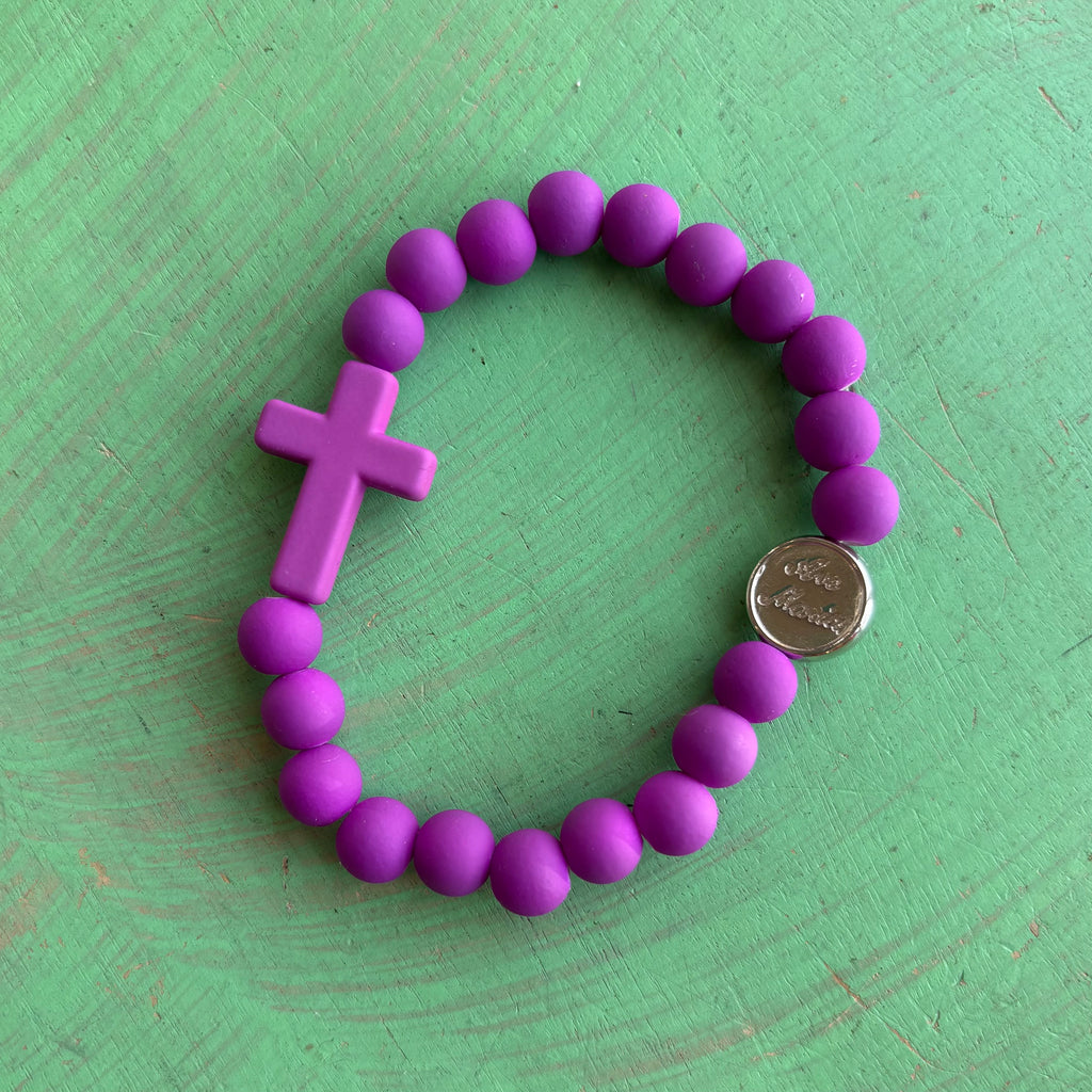 Ave Maria Silicone Rosary Bracelet - Colorful Catholic Decade Bracelet