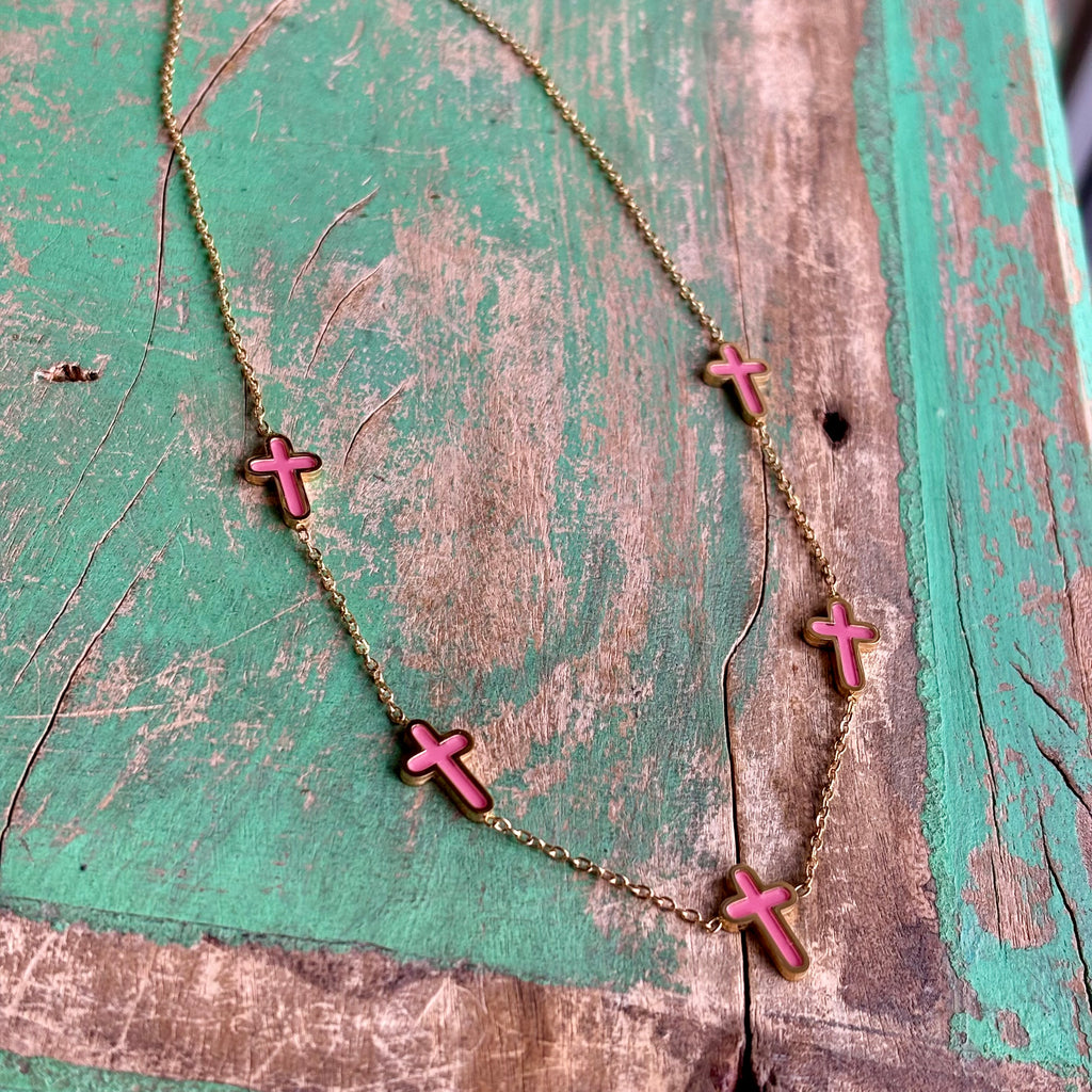 Linked Colorful Gold Crosses Sets