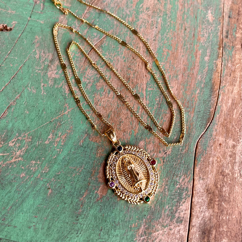 Jeweled OLG Pendant Necklace and Earrings