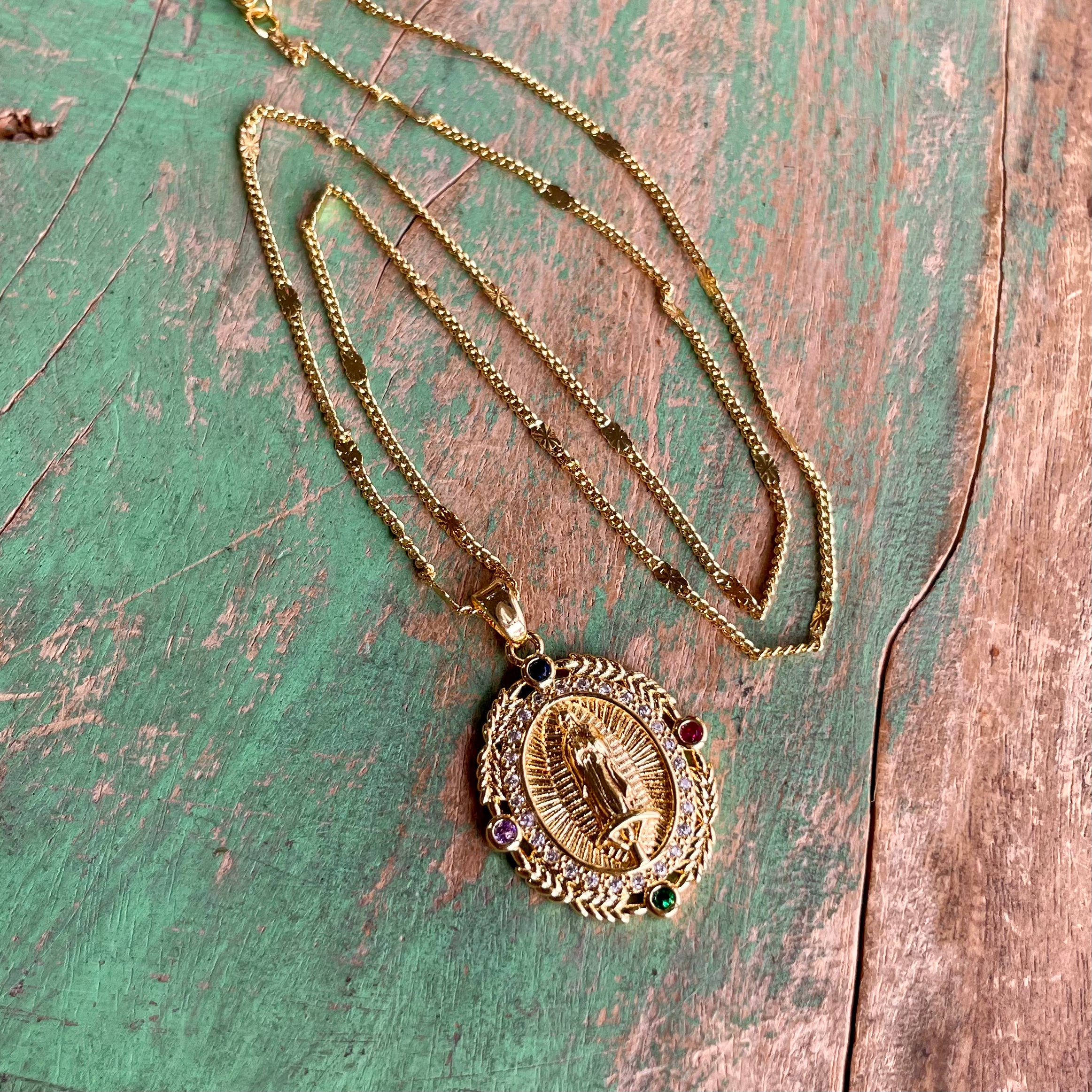 Jeweled OLG Pendant Necklace and Earrings