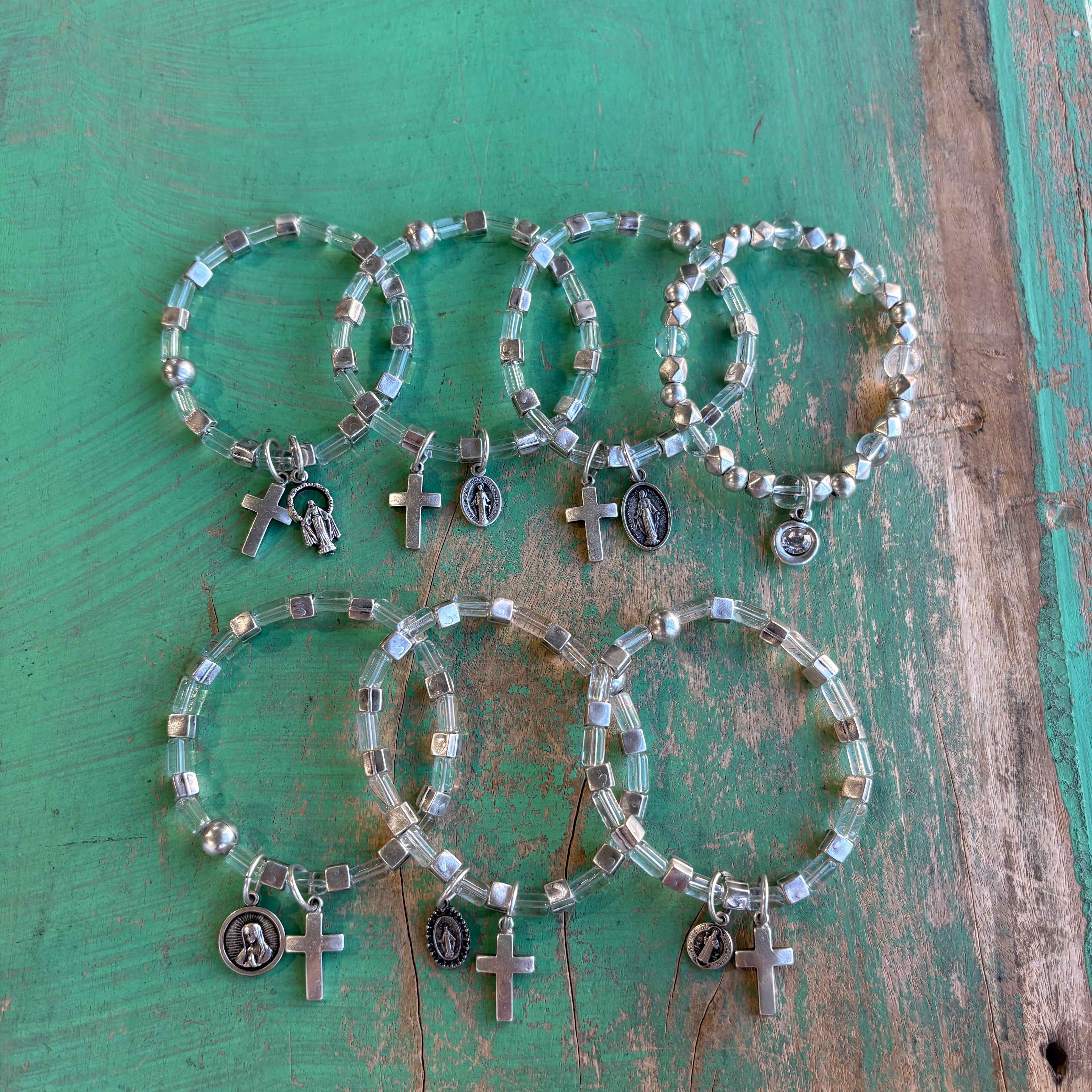 Silver Plated Saint Charm Bracelet