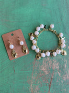 Freshwater Pearl Sacred Heart Charm Bracelet or Earrings