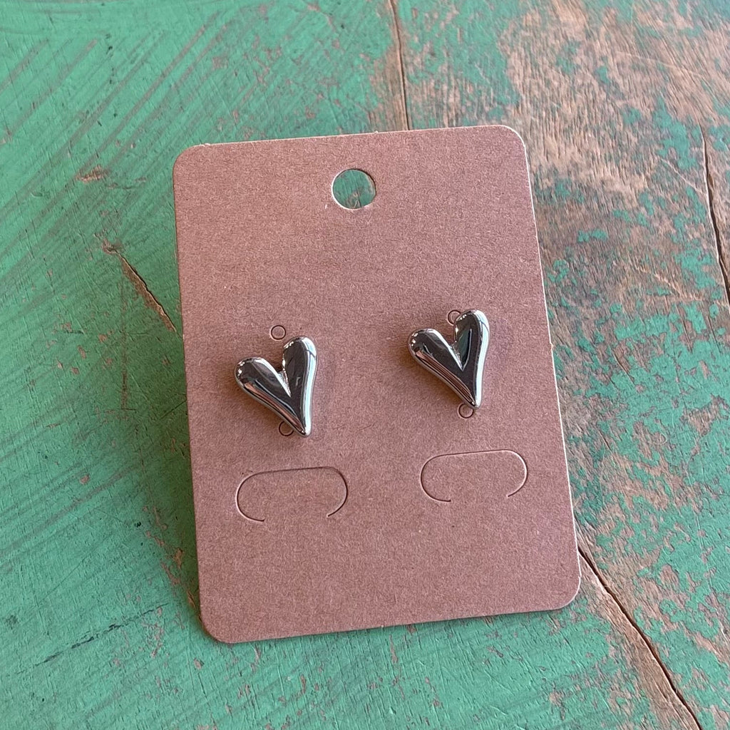Stainless Steel Puffy Heart Post Earrings