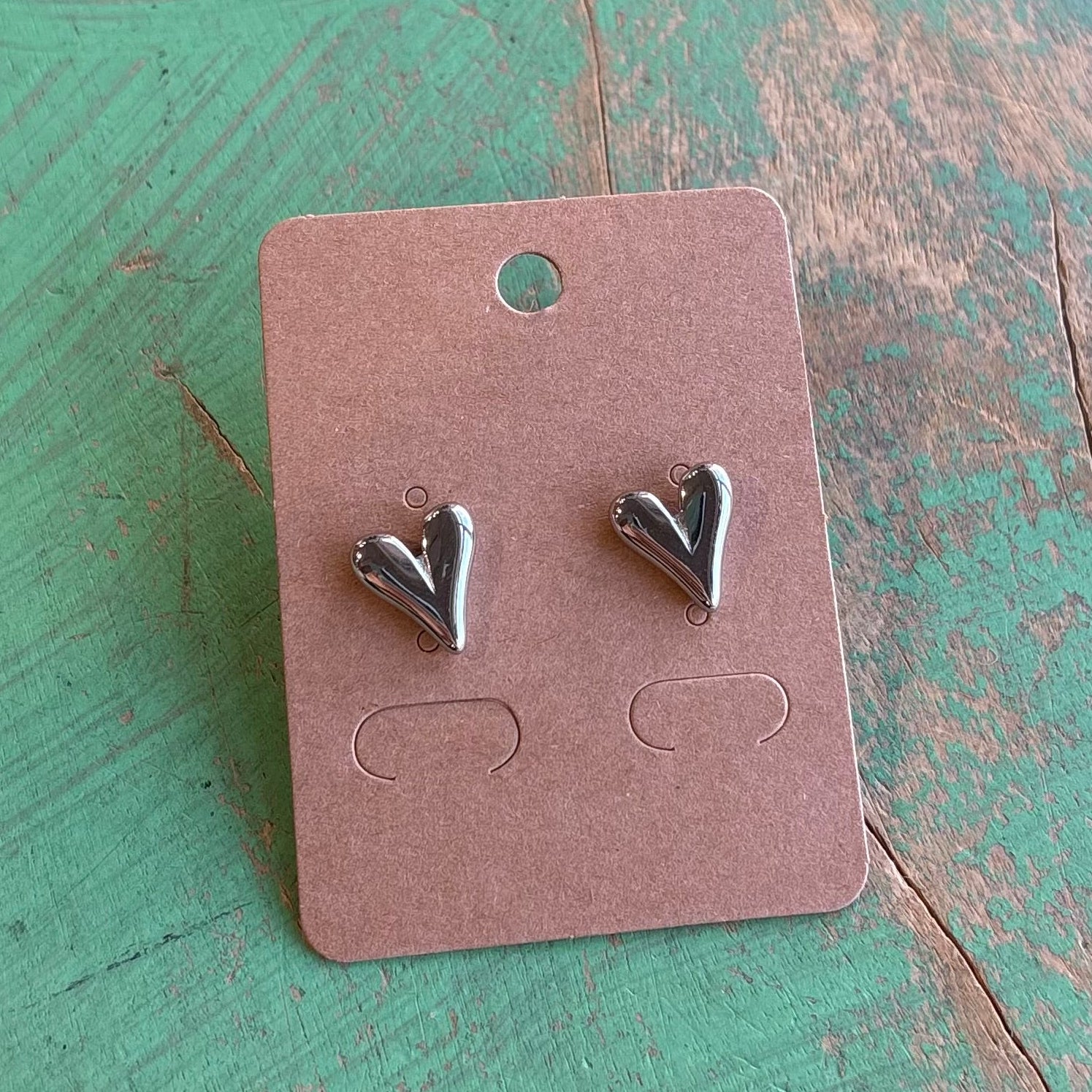 Stainless Steel Puffy Heart Post Earrings