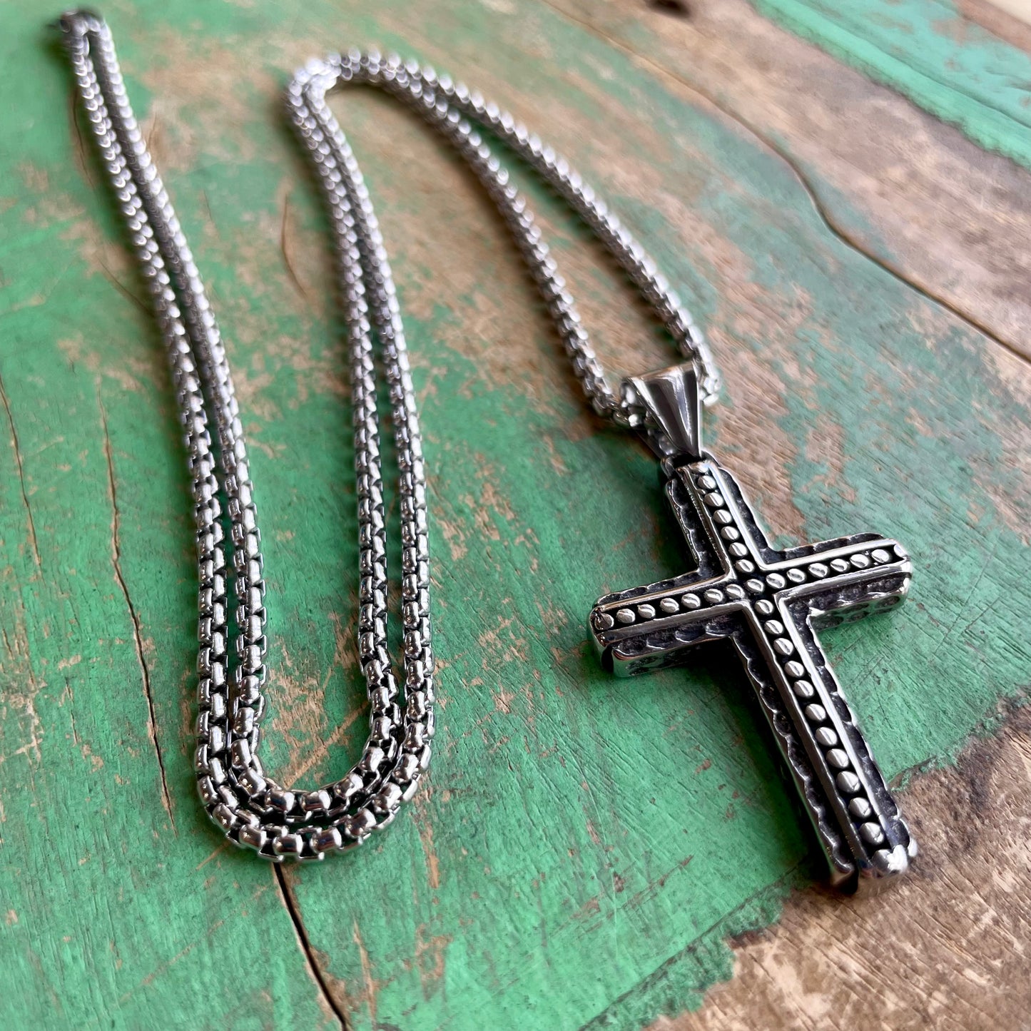 Stainless Steel Brave Cross Chain Necklace