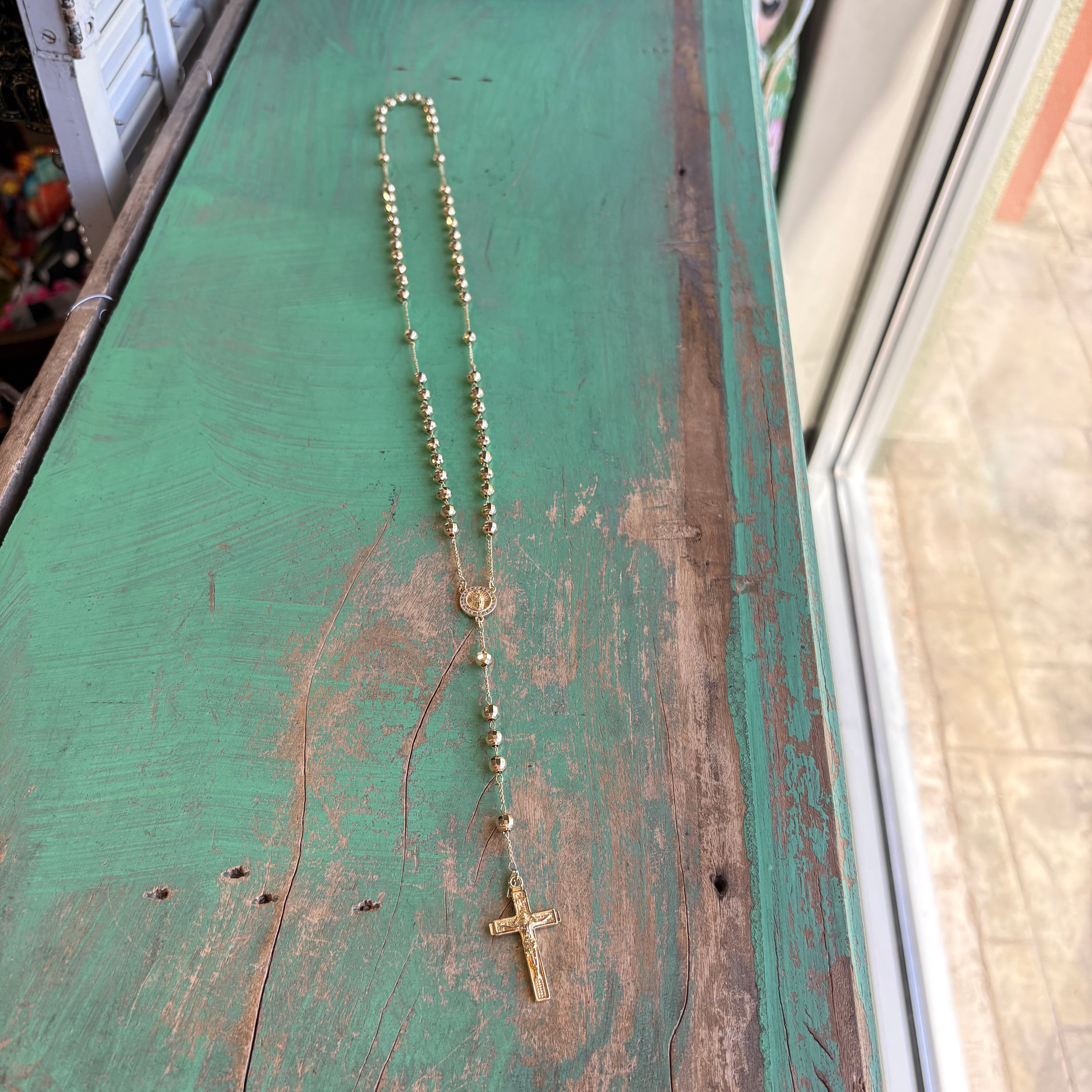 Gold Plated OLG 6MM Rosary Necklace