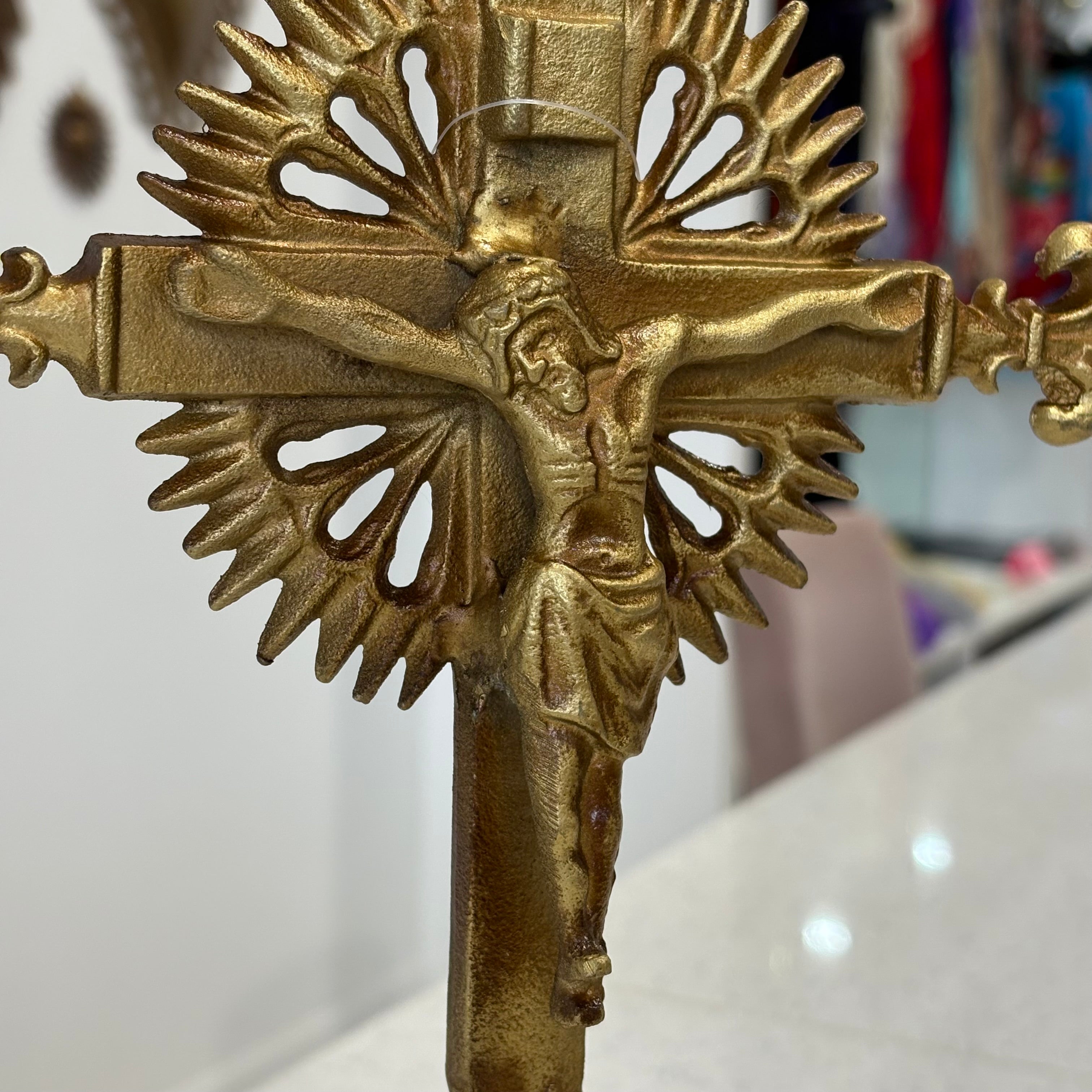Large Standing Gold Crucifix
