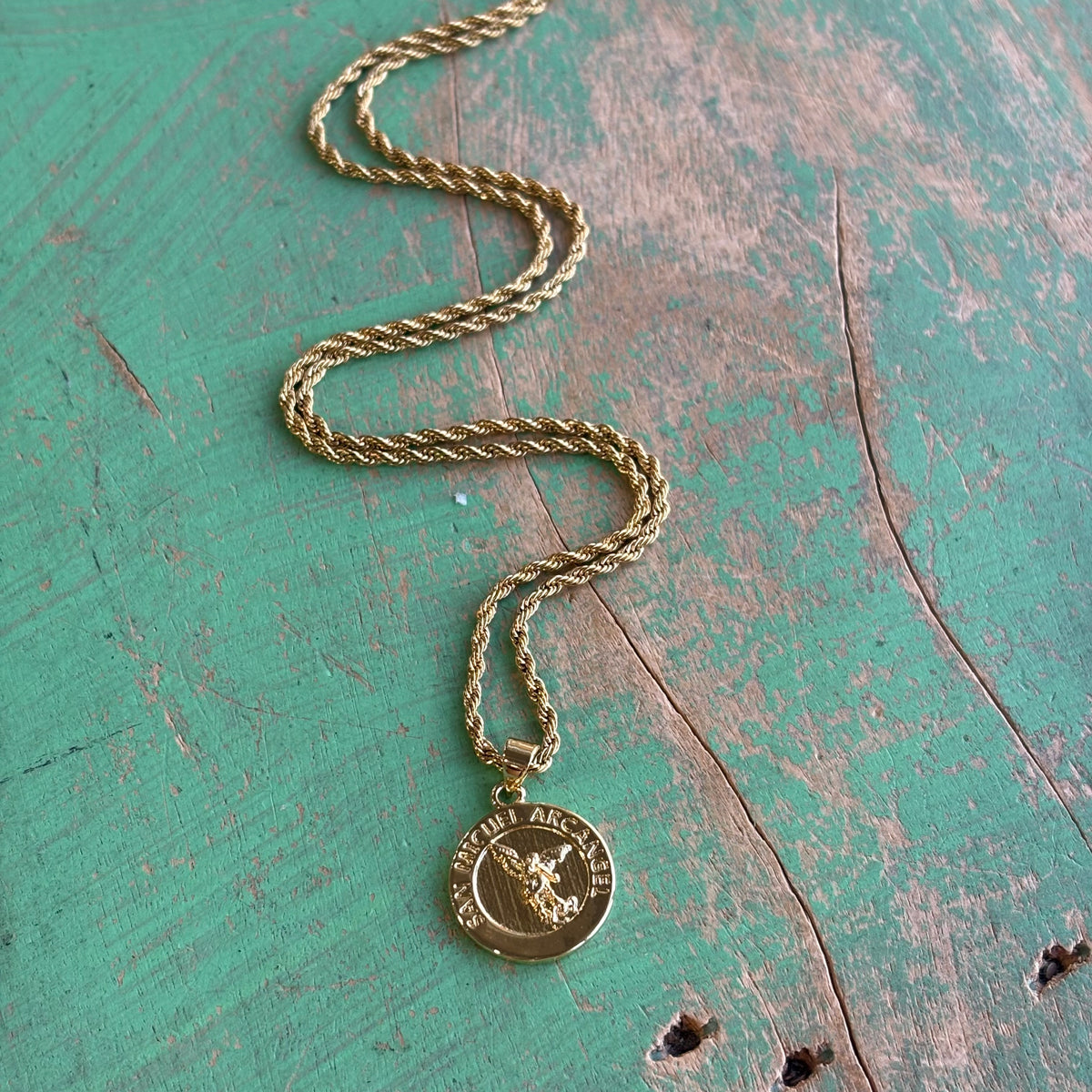 St Michael The Archangel Gold Pendant Necklace
