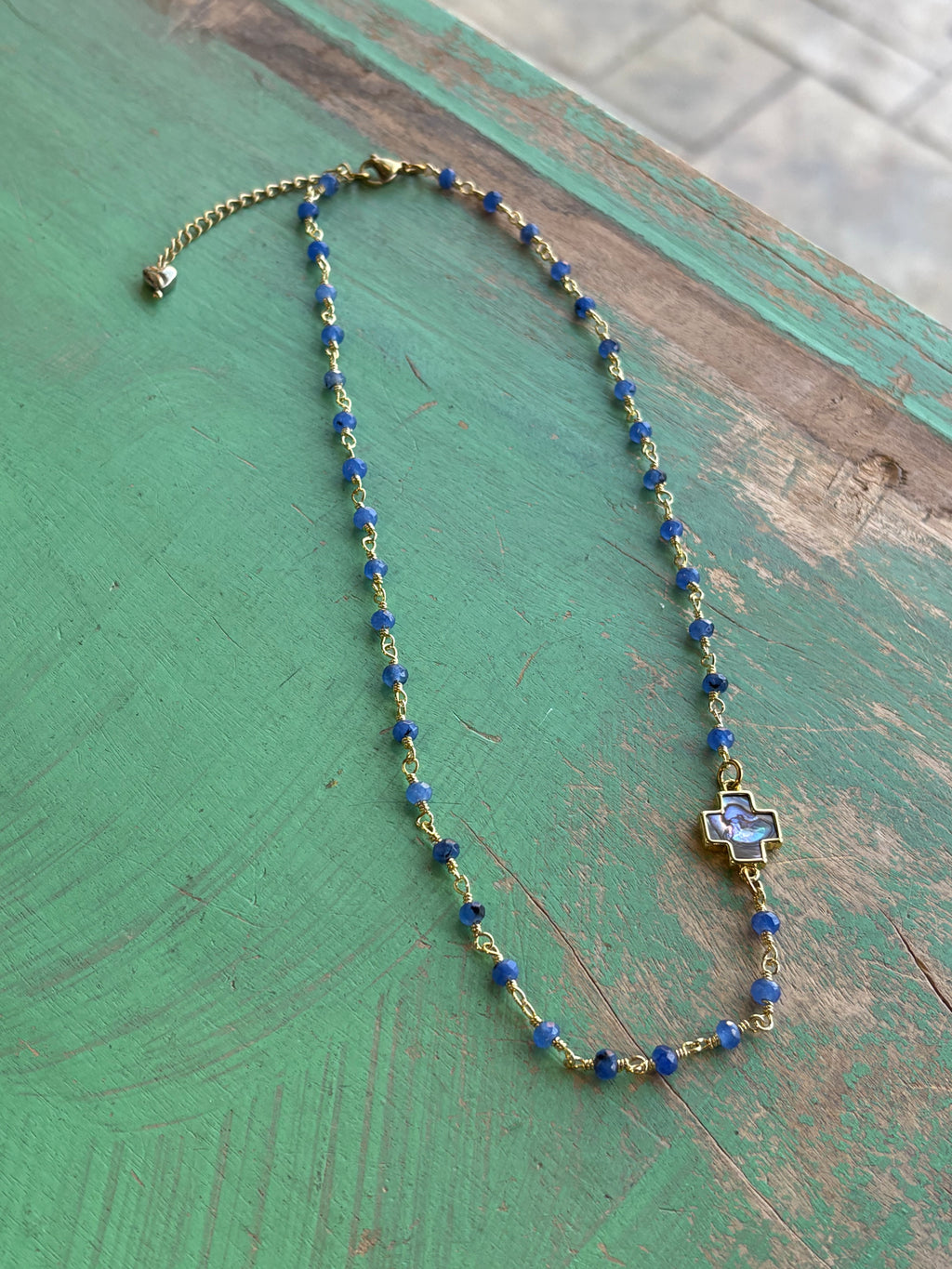 Shell Cross Natural Stone Necklace or Earrings