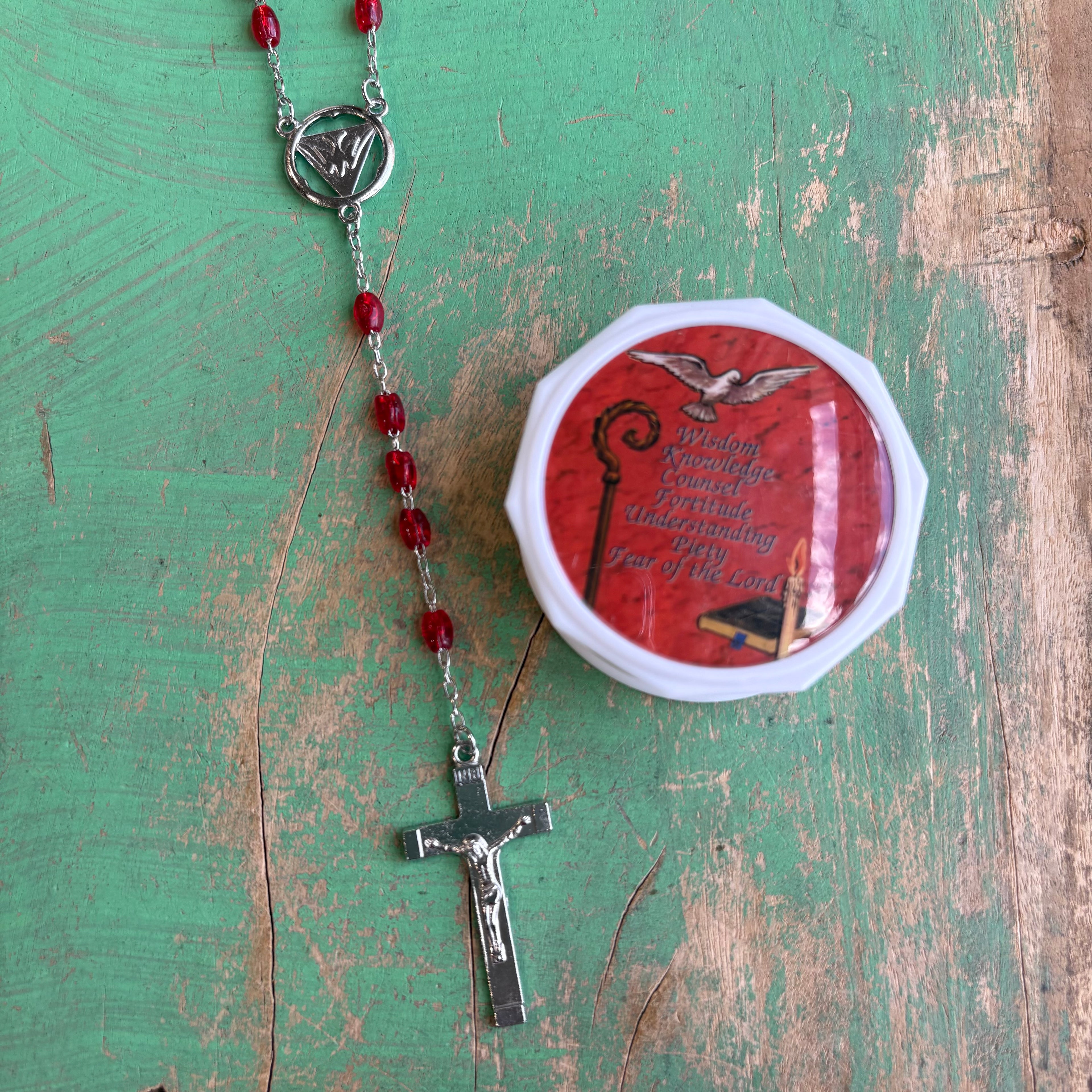 Gifts of the Holy Spirit Confirmation Rosary in Case