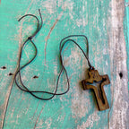 2" Cutout Jesus Wooden Crucifix on Cord