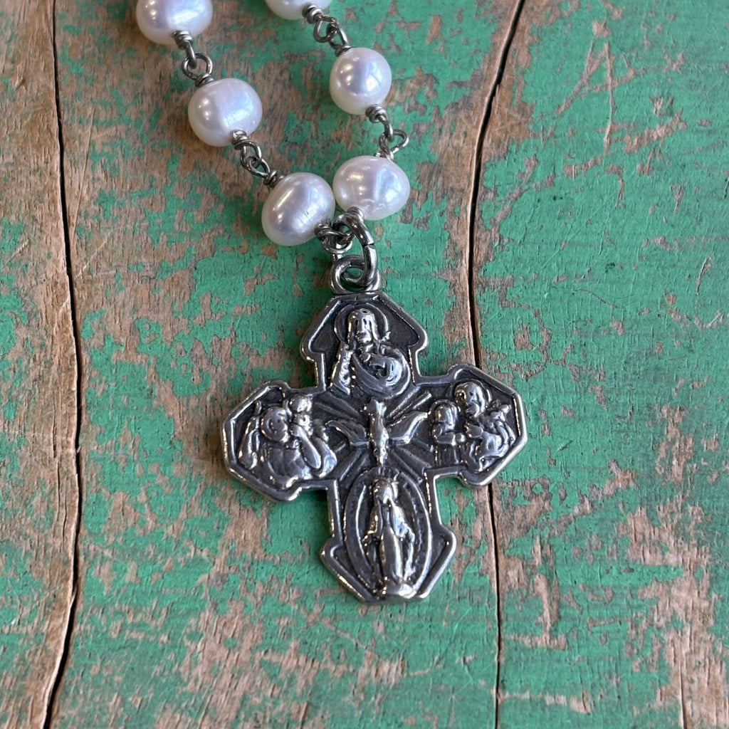 Freshwater Pearl Five Way Cross Necklace